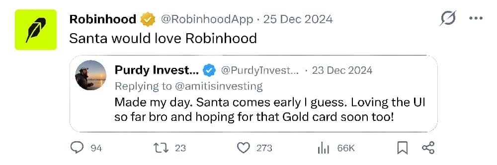 Robinhood on X: Santa would love Robinhood